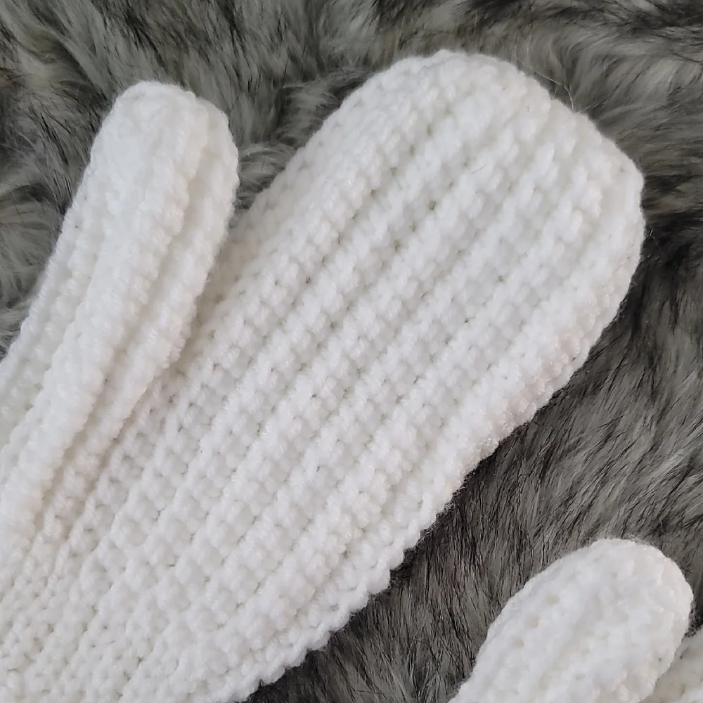 Hand Crochet Vintage Style White Mittens